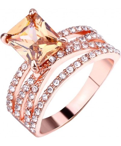 Women Zircon Engagement Rings Twist Simple Square Simulated Diamond Anniversary Rings Exquisite Jewelry (Rose Gold, 8) Rose G...