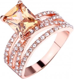 Women Zircon Engagement Rings Twist Simple Square Simulated Diamond Anniversary Rings Exquisite Jewelry (Rose Gold, 8) Rose G...