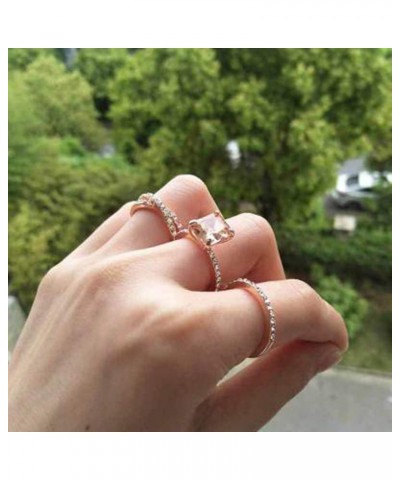 Women Zircon Engagement Rings Twist Simple Square Simulated Diamond Anniversary Rings Exquisite Jewelry (Rose Gold, 8) Rose G...