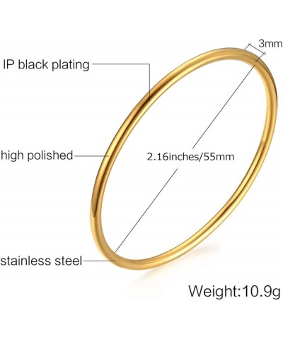 14K Gold Plated Bangle Bracelet - 3mm Stackable Bangles Bracelet Stainless Steel Thin Round Bracelet Set for Women Girls, Set...