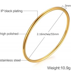 14K Gold Plated Bangle Bracelet - 3mm Stackable Bangles Bracelet Stainless Steel Thin Round Bracelet Set for Women Girls, Set...