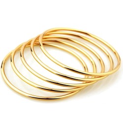 14K Gold Plated Bangle Bracelet - 3mm Stackable Bangles Bracelet Stainless Steel Thin Round Bracelet Set for Women Girls, Set...