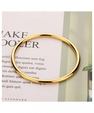 14K Gold Plated Bangle Bracelet - 3mm Stackable Bangles Bracelet Stainless Steel Thin Round Bracelet Set for Women Girls, Set...