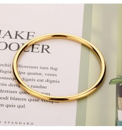 14K Gold Plated Bangle Bracelet - 3mm Stackable Bangles Bracelet Stainless Steel Thin Round Bracelet Set for Women Girls, Set...