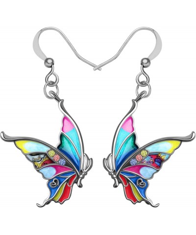 Enamel Butterfly Earrings Dangle for Women Girls Drop Summer Spring Jewelry Gifts Multicolor $7.13 Earrings