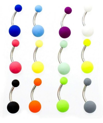 Navel rings, 14G Belly Button Navel Rings Stainless steel Easy to clean, Matte colorful coated balls Pack of 12 $9.56 Body Je...