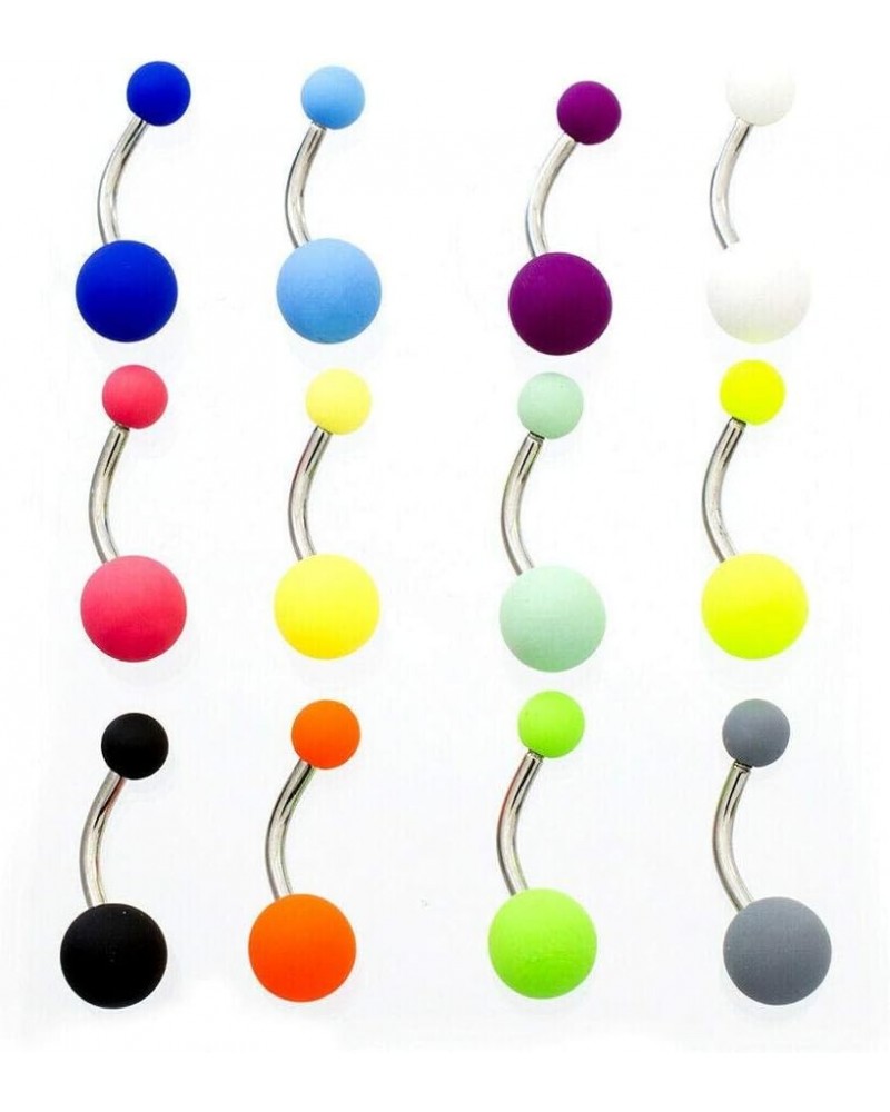 Navel rings, 14G Belly Button Navel Rings Stainless steel Easy to clean, Matte colorful coated balls Pack of 12 $9.56 Body Je...