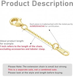 14k Gold 1"/1.5"/2"/2.5"/3"/4"/5"/6" Necklace Bracelet Extender Chain, Necklace Extender Gold 14k, Durable Removable Gold Cha...