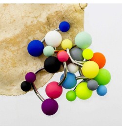 Navel rings, 14G Belly Button Navel Rings Stainless steel Easy to clean, Matte colorful coated balls Pack of 12 $9.56 Body Je...