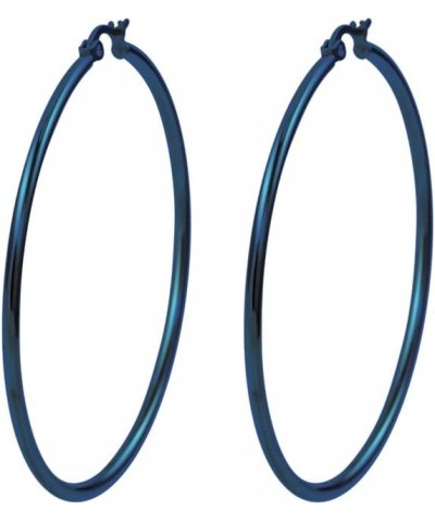 Rounded Hoops Earrings (20mm-60mm Diameter) Blue 50mm $9.46 Earrings