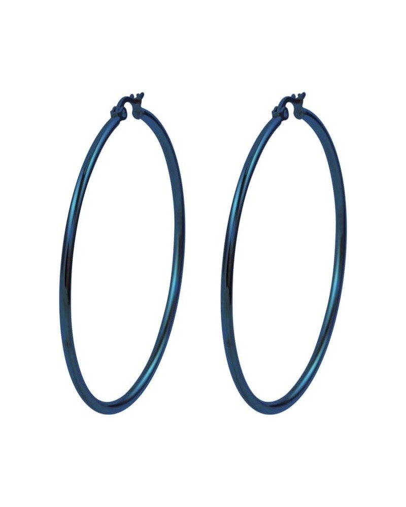 Rounded Hoops Earrings (20mm-60mm Diameter) Blue 50mm $9.46 Earrings