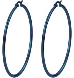 Rounded Hoops Earrings (20mm-60mm Diameter) Blue 50mm $9.46 Earrings