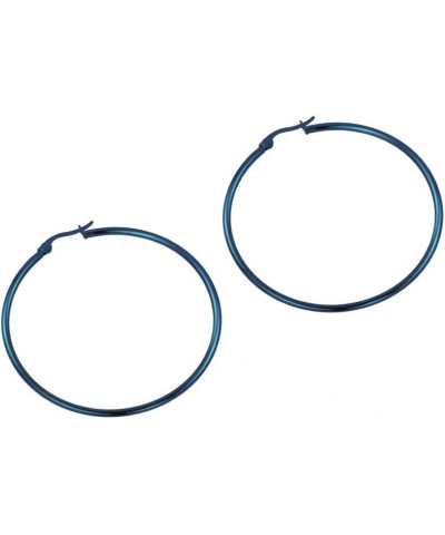 Rounded Hoops Earrings (20mm-60mm Diameter) Blue 50mm $9.46 Earrings