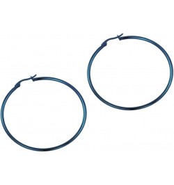 Rounded Hoops Earrings (20mm-60mm Diameter) Blue 50mm $9.46 Earrings