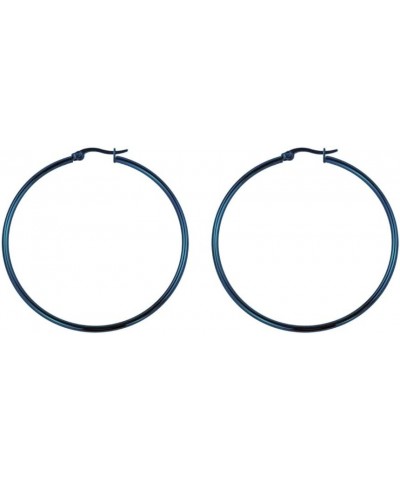 Rounded Hoops Earrings (20mm-60mm Diameter) Blue 50mm $9.46 Earrings