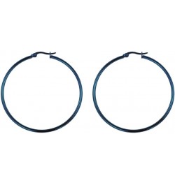 Rounded Hoops Earrings (20mm-60mm Diameter) Blue 50mm $9.46 Earrings