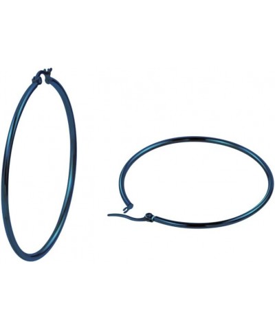 Rounded Hoops Earrings (20mm-60mm Diameter) Blue 50mm $9.46 Earrings