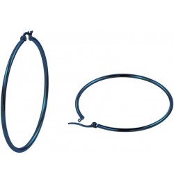 Rounded Hoops Earrings (20mm-60mm Diameter) Blue 50mm $9.46 Earrings