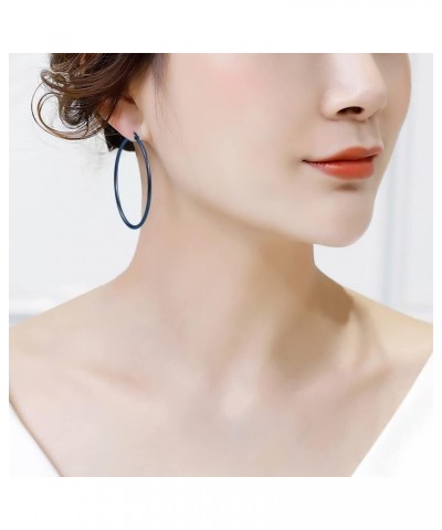 Rounded Hoops Earrings (20mm-60mm Diameter) Blue 50mm $9.46 Earrings