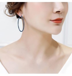 Rounded Hoops Earrings (20mm-60mm Diameter) Blue 50mm $9.46 Earrings