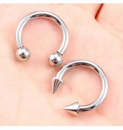 PA Ring Internally Threaded Spike & Ball Circular Barbells Horseshoe Large Septum Ring Ear Gauges Earrings 2G 4G 6G 8G 10G 12...