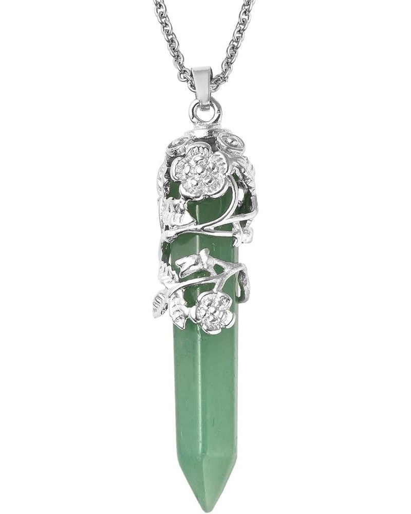 Shop LC Pointer Healing Crystal Necklace for Women Flower Wrapped Pendants Natural Stone Stainless Steel Spiritual Size 24" B...