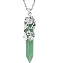 Shop LC Pointer Healing Crystal Necklace for Women Flower Wrapped Pendants Natural Stone Stainless Steel Spiritual Size 24" B...