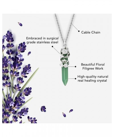 Shop LC Pointer Healing Crystal Necklace for Women Flower Wrapped Pendants Natural Stone Stainless Steel Spiritual Size 24" B...