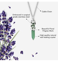 Shop LC Pointer Healing Crystal Necklace for Women Flower Wrapped Pendants Natural Stone Stainless Steel Spiritual Size 24" B...