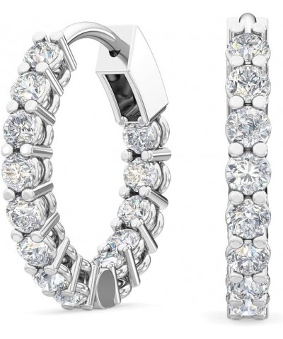 1-5 Carat (ctw) White Gold Round Cut LAB GROWN Diamond Inside Out Designer Hoops Earrings Color H-I Clarity VS1-VS2 Platinum ...