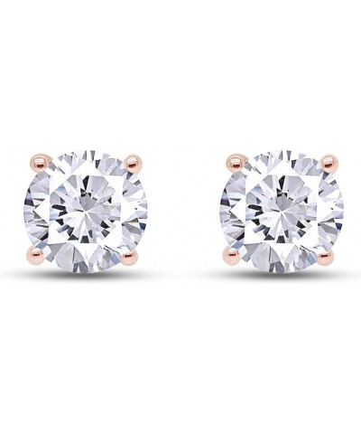 1.5MM To 8MM Round Cut White Cubic Zirconia 4-prong Solitaire Stud Earrings In 14k Solid Gold Jewelry For Women Her 7MM Solit...