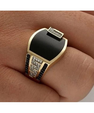 Awmnjtmgpw 18K Gold Black Agate Full Diamond Vintage Ring Hip hop Ring Size 6-13 (Size 9) size 12 $11.40 Rings