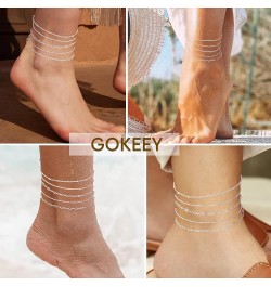 Silver Ankle Bracelets for Women Waterproof Anklets for Women Dainty Simple each Anklet Bracelet Trendy Thin Anklet Set Jewel...