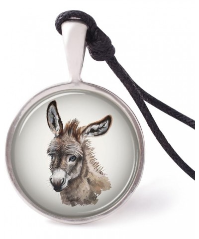 Digital Hand-Painted Animals Necklace Pendants Pewter Silver Jewelry Donkey Head $8.39 Necklaces