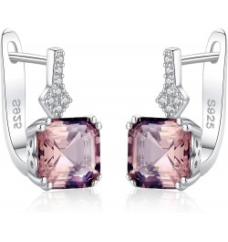 S925 Sterling Silver Dainty Octagon Shaped 7mmx7mm 1.75Ct Morganite Earrings Fashion Jewelry for Women (Red Brown Earrings) $...