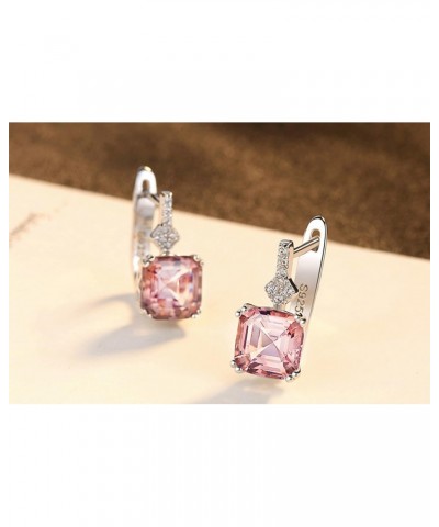 S925 Sterling Silver Dainty Octagon Shaped 7mmx7mm 1.75Ct Morganite Earrings Fashion Jewelry for Women (Red Brown Earrings) $...