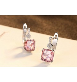 S925 Sterling Silver Dainty Octagon Shaped 7mmx7mm 1.75Ct Morganite Earrings Fashion Jewelry for Women (Red Brown Earrings) $...