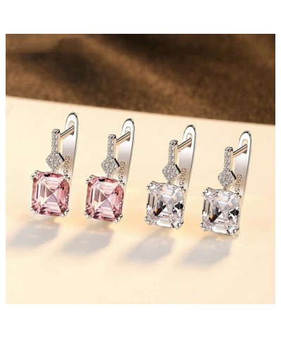 S925 Sterling Silver Dainty Octagon Shaped 7mmx7mm 1.75Ct Morganite Earrings Fashion Jewelry for Women (Red Brown Earrings) $...