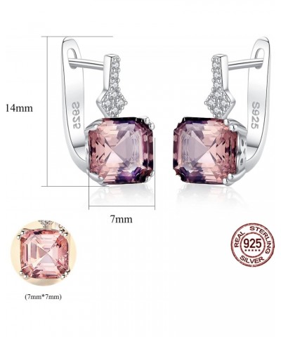 S925 Sterling Silver Dainty Octagon Shaped 7mmx7mm 1.75Ct Morganite Earrings Fashion Jewelry for Women (Red Brown Earrings) $...