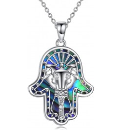 Sterling Silver Hamsa Hand of Fatima Necklace for Women Men Owl Pendant Necklace with Cubic Zirconia Luck Owl Jewelry Gift El...