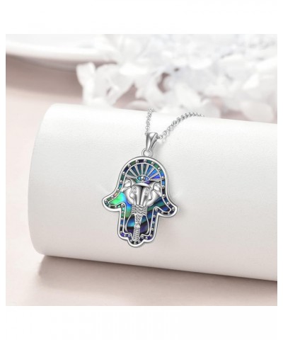 Sterling Silver Hamsa Hand of Fatima Necklace for Women Men Owl Pendant Necklace with Cubic Zirconia Luck Owl Jewelry Gift El...