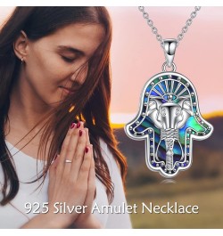 Sterling Silver Hamsa Hand of Fatima Necklace for Women Men Owl Pendant Necklace with Cubic Zirconia Luck Owl Jewelry Gift El...