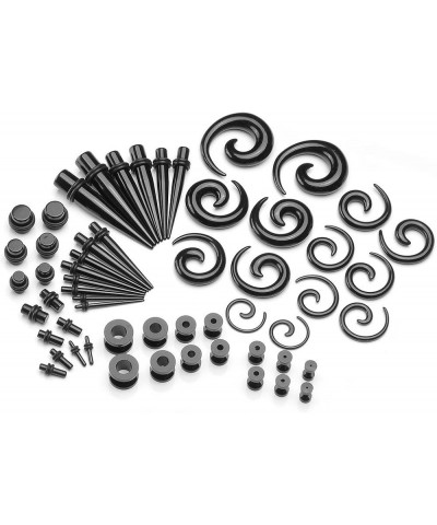 56pcs 12G-00G Acrylic Tapers + Screw Tunnels + Plug with O Ring + Spiral Tapers Gauge Kit Black $13.19 Body Jewelry