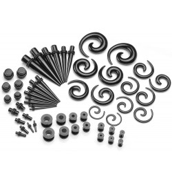 56pcs 12G-00G Acrylic Tapers + Screw Tunnels + Plug with O Ring + Spiral Tapers Gauge Kit Black $13.19 Body Jewelry