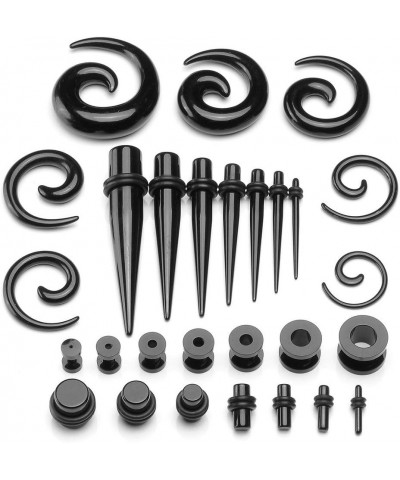 56pcs 12G-00G Acrylic Tapers + Screw Tunnels + Plug with O Ring + Spiral Tapers Gauge Kit Black $13.19 Body Jewelry