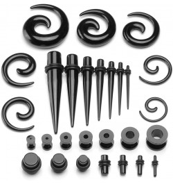 56pcs 12G-00G Acrylic Tapers + Screw Tunnels + Plug with O Ring + Spiral Tapers Gauge Kit Black $13.19 Body Jewelry