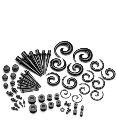 56pcs 12G-00G Acrylic Tapers + Screw Tunnels + Plug with O Ring + Spiral Tapers Gauge Kit Black $13.19 Body Jewelry