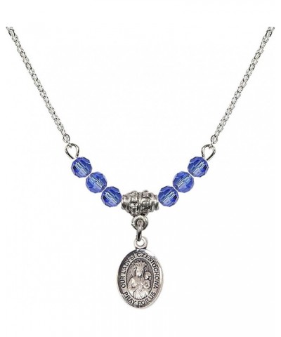 September Birth Month Bead Necklace with Catholic Patron Saint Petite Charm, 18 Inch Our Lady of Czestochowa $27.25 Necklaces