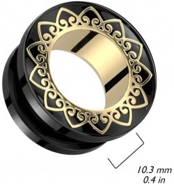 Black PVD 316L Stainless Steel Gold Filigree Rim Screw Fit Tunnel Plugs, Sold as a Pair 25mm (1") $10.12 Body Jewelry