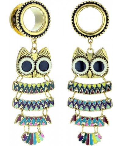 6mm-25mm Surgical Steel Bohemia Owl Dangle Ear Gauges Piercing Flesh Tunnels Plugs Statement Earrings 00g-10mm Gold $10.58 Bo...